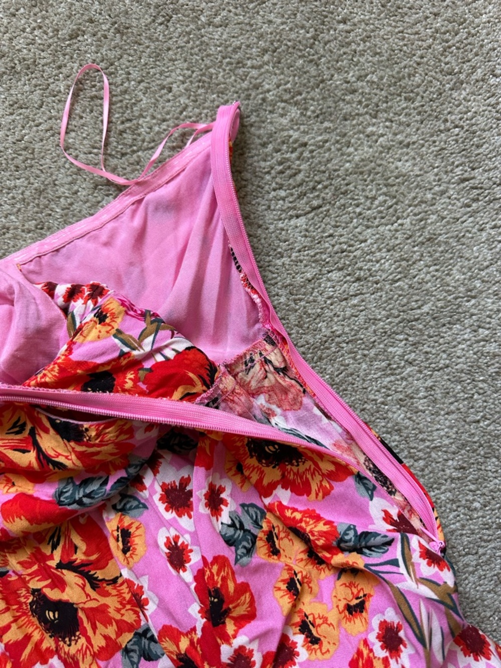Hello Molly Speak to My Heart Floral Pink Cut-Out Maxi Strapless Flowy Dress - Picture 5 of 6